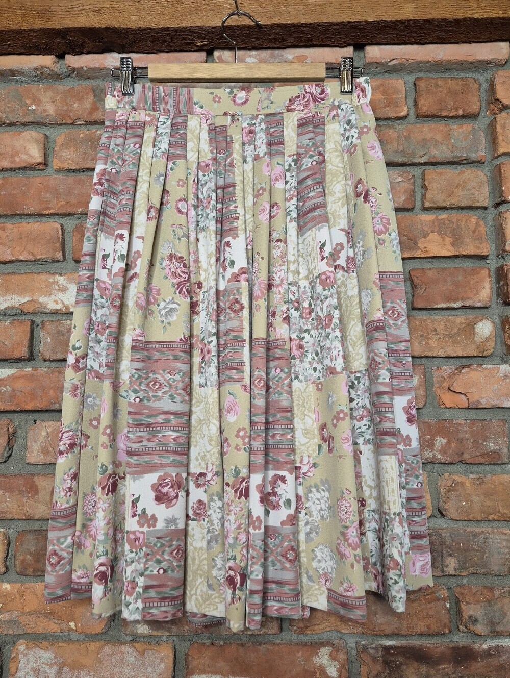 Principles Petite Floral Pleated Midi Skirt Pockets Cottagecore Size 12P